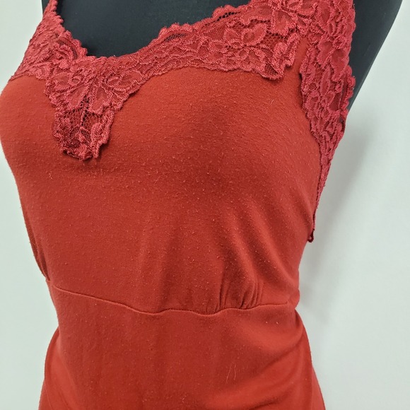 Lane Bryant Womens Y2K Babydoll Lace Trim Cami Size‎ 14 Red Preppy 90S Stretch - Picture 2 of 9